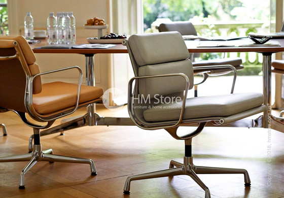 Кресло Vitra Soft Pad Chair EA 207, Leather Asphalt Dark Grey Кресло Vitra Soft Pad Chair EA 207, Leather Asphalt Dark Grey