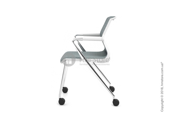 Кресло Vitra Unix Chair four-legged base with castors soft grey frame, Diamond Mesh Ice Grey