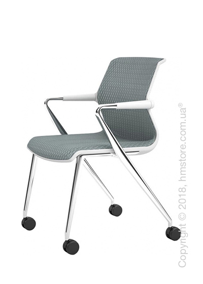 Кресло Vitra Unix Chair four-legged base with castors soft grey frame, Diamond Mesh Ice Grey