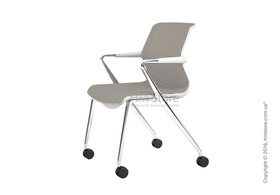 Кресло Vitra Unix Chair four-legged base with castors soft grey frame, Diamond Mesh Soft Grey