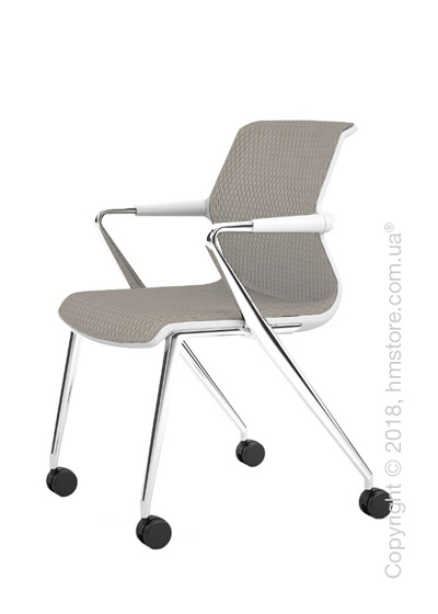 Кресло Vitra Unix Chair four-legged base with castors soft grey frame, Diamond Mesh Soft Grey
