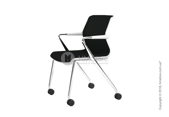 Кресло Vitra Unix Chair four-legged base with castors soft grey frame, Diamond Mesh Nero