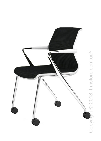 Кресло Vitra Unix Chair four-legged base with castors soft grey frame, Diamond Mesh Nero
