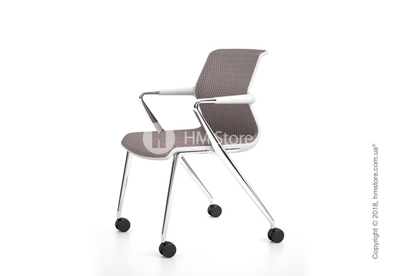Кресло Vitra Unix Chair four-legged base with castors soft grey frame, Diamond Mesh Mauve Grey