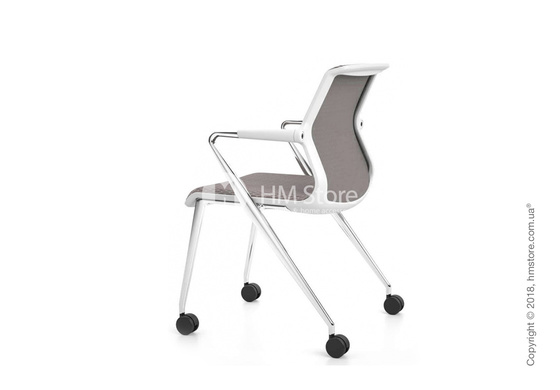 Кресло Vitra Unix Chair four-legged base with castors soft grey frame, Diamond Mesh Mauve Grey