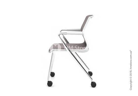 Кресло Vitra Unix Chair four-legged base with castors soft grey frame, Diamond Mesh Mauve Grey