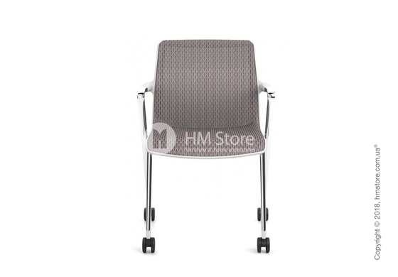 Кресло Vitra Unix Chair four-legged base with castors soft grey frame, Diamond Mesh Mauve Grey