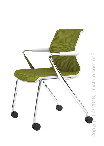 Кресло Vitra Unix Chair four-legged base with castors soft grey frame, Diamond Mesh Avocado