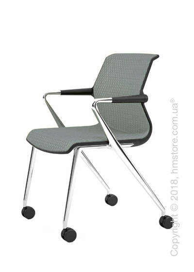 Кресло Vitra Unix Chair four-legged base with castors dark frame, Diamond Mesh Ice Grey