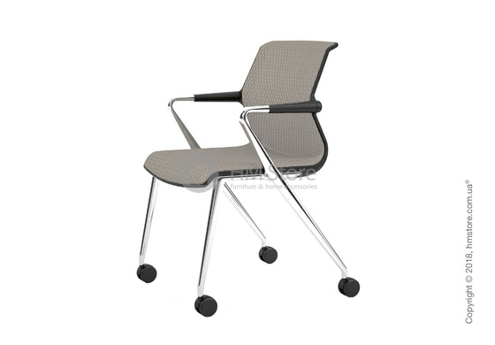 Кресло Vitra Unix Chair four-legged base with castors dark frame, Diamond Mesh Soft Grey