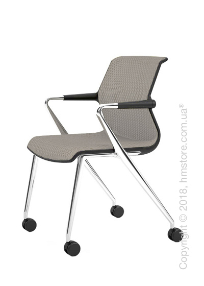 Кресло Vitra Unix Chair four-legged base with castors dark frame, Diamond Mesh Soft Grey