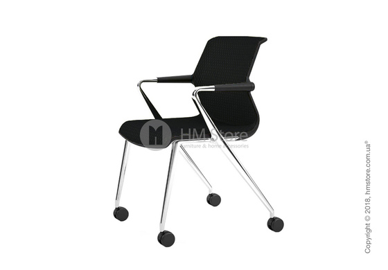 Кресло Vitra Unix Chair four-legged base with castors dark frame, Diamond Mesh Nero