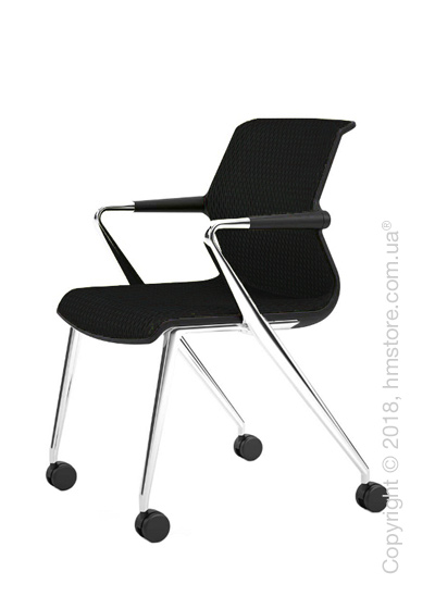 Кресло Vitra Unix Chair four-legged base with castors dark frame, Diamond Mesh Nero