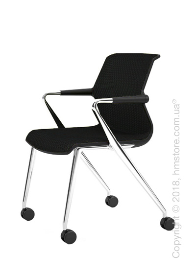 Кресло Vitra Unix Chair four-legged base with castors dark frame, Diamond Mesh Nero