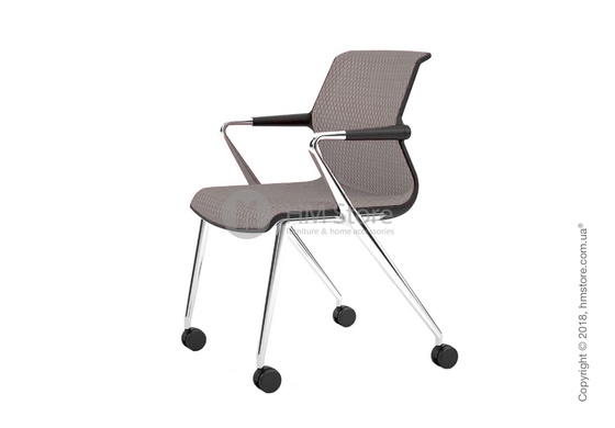 Кресло Vitra Unix Chair four-legged base with castors dark frame, Diamond Mesh Mauve Grey