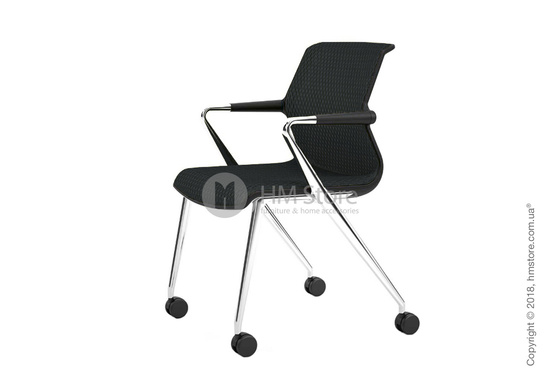 Кресло Vitra Unix Chair four-legged base with castors dark frame, Diamond Mesh Asphalt