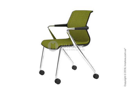 Кресло Vitra Unix Chair four-legged base with castors dark frame, Diamond Mesh Avocado Кресло Vitra Unix Chair four-legged base with castors dark frame, Diamond Mesh Avocado