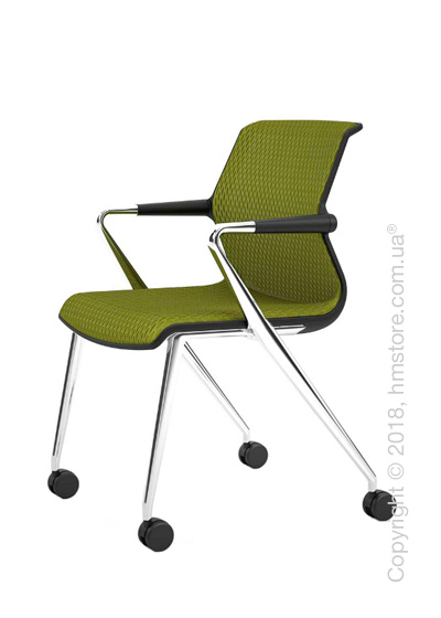 Кресло Vitra Unix Chair four-legged base with castors dark frame, Diamond Mesh Avocado