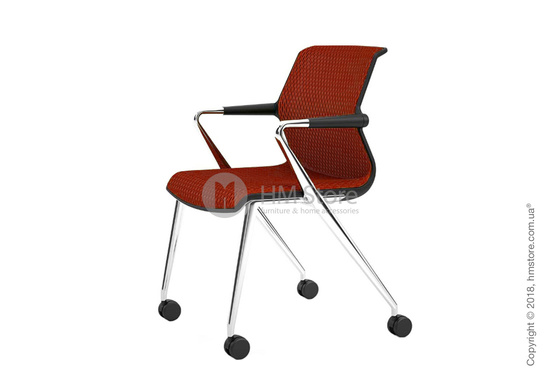 Кресло Vitra Unix Chair four-legged base with castors dark frame, Diamond Mesh Brick