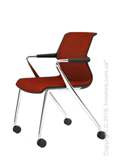 Кресло Vitra Unix Chair four-legged base with castors dark frame, Diamond Mesh Brick