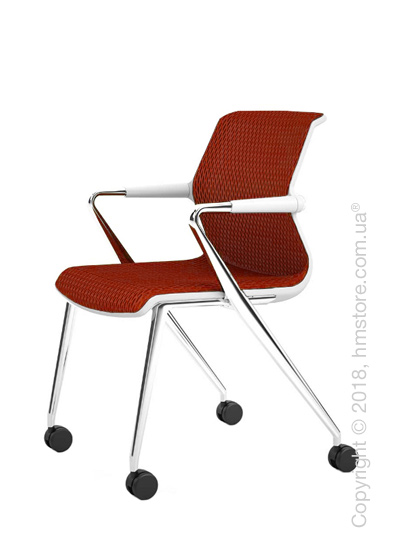 Кресло Vitra Unix Chair four-legged base with castors soft grey frame, Diamond Mesh Brick