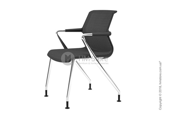 Кресло Vitra Unix Chair four-legged base with glides dark frame, Diamond Mesh Asphalt