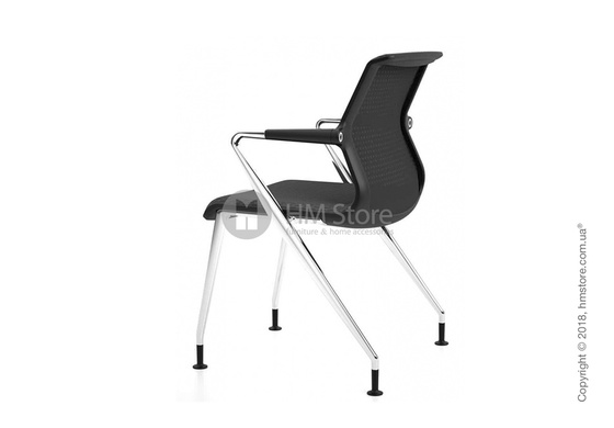 Кресло Vitra Unix Chair four-legged base with glides dark frame, Diamond Mesh Asphalt