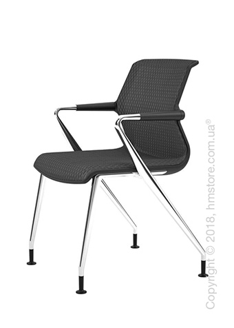 Кресло Vitra Unix Chair four-legged base with glides dark frame, Diamond Mesh Asphalt