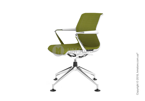 Кресло Vitra Unix Chair four-star base soft grey frame, Diamond Mesh Avocado