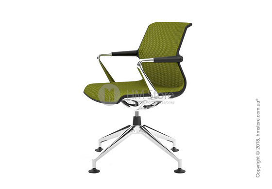 Кресло Vitra Unix Chair four-star base dark frame, Diamond Mesh Avocado