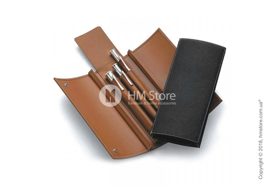 Кожаный пенал Graf von Faber-Castell Case For 3 Pens Epsom, Black Grained Leather