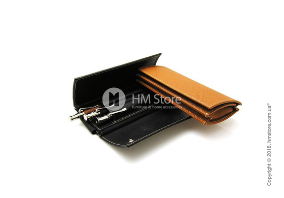 Кожаный пенал Graf von Faber-Castell Case For 3 Pens Epsom, Black Grained Leather