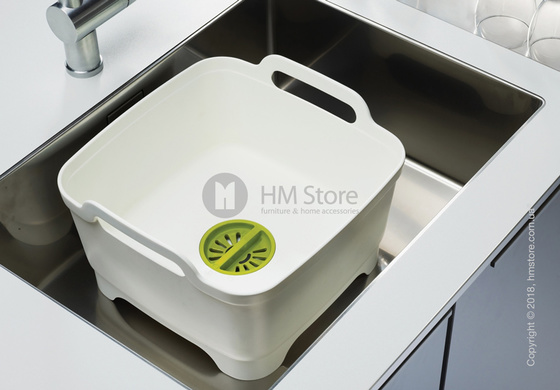 Емкость для мытья посуды с щеткой Joseph Joseph Wash & Drain, Green and White 