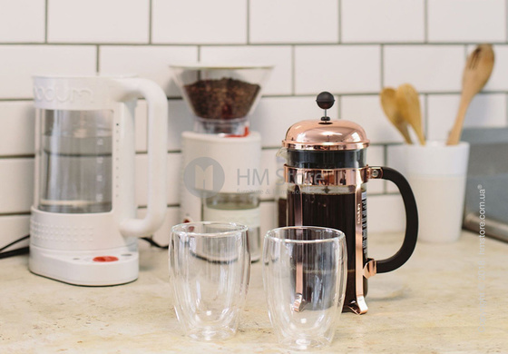 Набор кофейник френч-пресс Bodum Chambord 1 л со стаканами, Copper