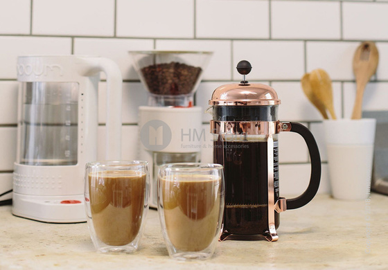 Набор кофейник френч-пресс Bodum Chambord 1 л со стаканами, Copper