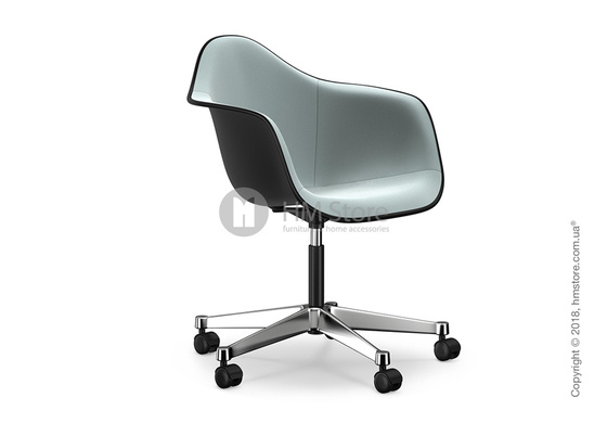 Кресло Vitra Eames Plastic Armchair PACC with full upholstery, Basic Dark shell, Ice Blue Ivory