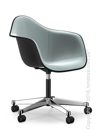Кресло Vitra Eames Plastic Armchair PACC with full upholstery, Basic Dark shell, Ice Blue Ivory