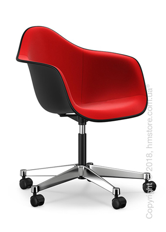 Кресло Vitra Eames Plastic Armchair PACC with full upholstery, Basic Dark shell, Red Poppy Red
