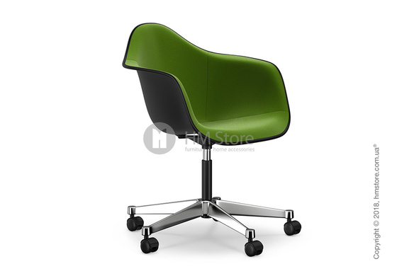Кресло Vitra Eames Plastic Armchair PACC with full upholstery, Basic Dark shell, Grass Green Forest