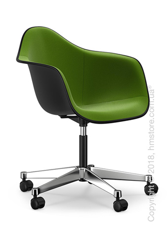 Кресло Vitra Eames Plastic Armchair PACC with full upholstery, Basic Dark shell, Grass Green Forest