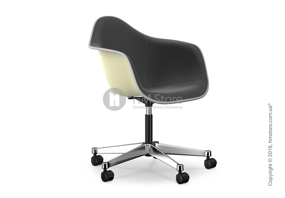 Кресло Vitra Eames Plastic Armchair PACC with full upholstery, Cream shell, Dark Grey