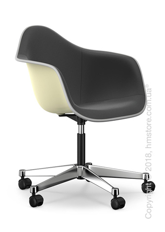 Кресло Vitra Eames Plastic Armchair PACC with full upholstery, Cream shell, Dark Grey