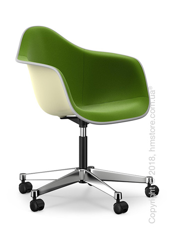 Кресло Vitra Eames Plastic Armchair PACC with full upholstery, Cream shell, Grass Green Forest