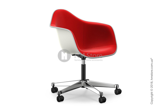 Кресло Vitra Eames Plastic Armchair PACC with full upholstery, White shell, Red Poppy Red