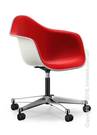 Кресло Vitra Eames Plastic Armchair PACC with full upholstery, White shell, Red Poppy Red