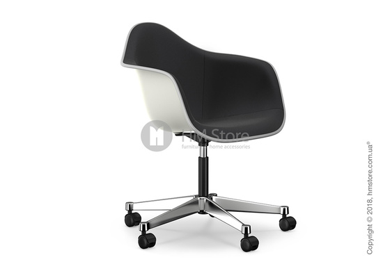 Кресло Vitra Eames Plastic Armchair PACC with full upholstery, White shell, Nero