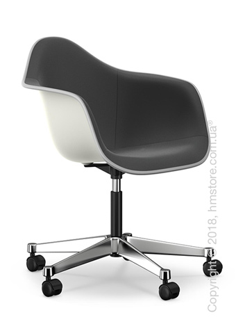 Кресло Vitra Eames Plastic Armchair PACC with full upholstery, White shell, Dark Grey