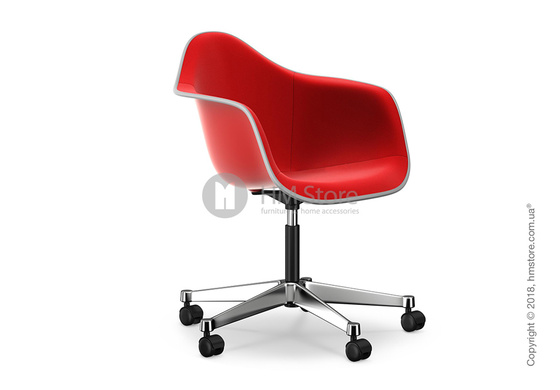 Кресло Vitra Eames Plastic Armchair PACC with full upholstery, Classic Red shell, Red Poppy Red