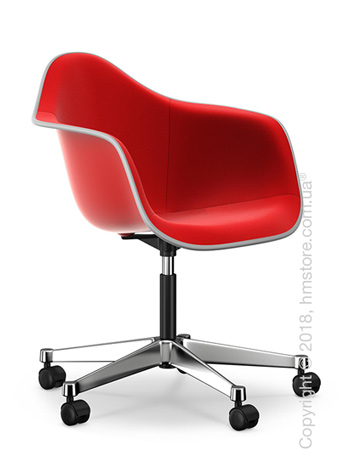 Кресло Vitra Eames Plastic Armchair PACC with full upholstery, Classic Red shell, Red Poppy Red