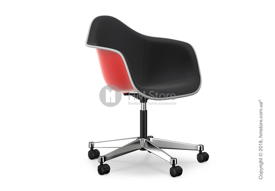 Кресло Vitra Eames Plastic Armchair PACC with full upholstery, Classic Red shell, Nero